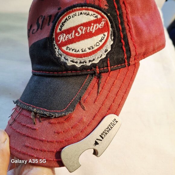Vintage Red Stripe Beer Distressed Trucker Hat With Bottle Opener  Adjustable Me - Picture 7 of 9